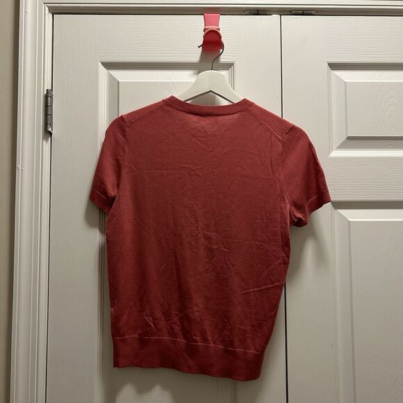 Theory Sweater Pink Short Sleeve Linen Viscose Blend Crew Neck Womens Small - Picture 7 of 9